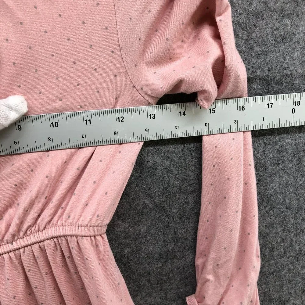 GAP Girls S 6-7 Long Sleeve Dress Pink Polka Dot A-Line‎ Knit